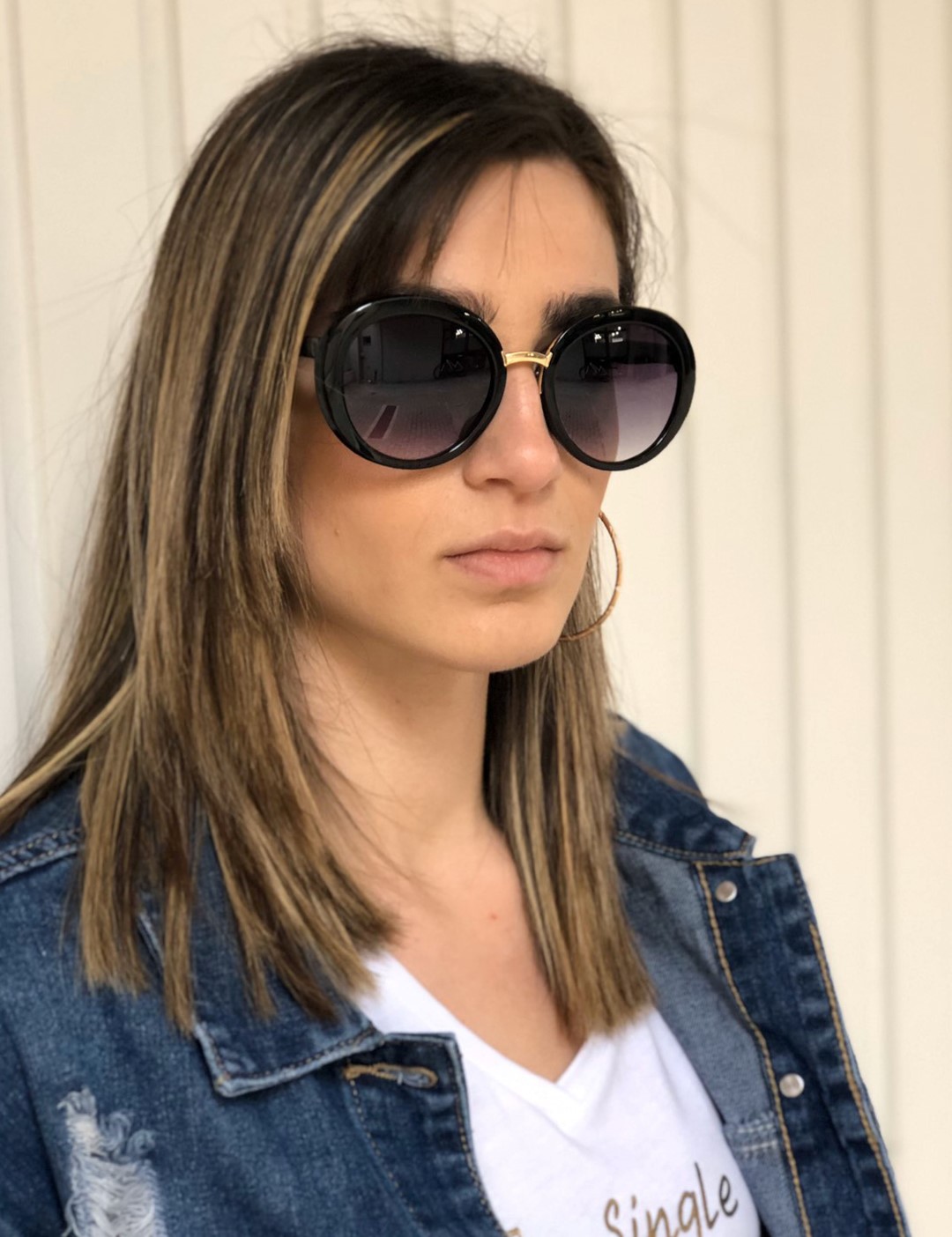 Γυναικεία μαύρα οβάλ κοκκάλινα γυαλιά ηλίου Premium S6051